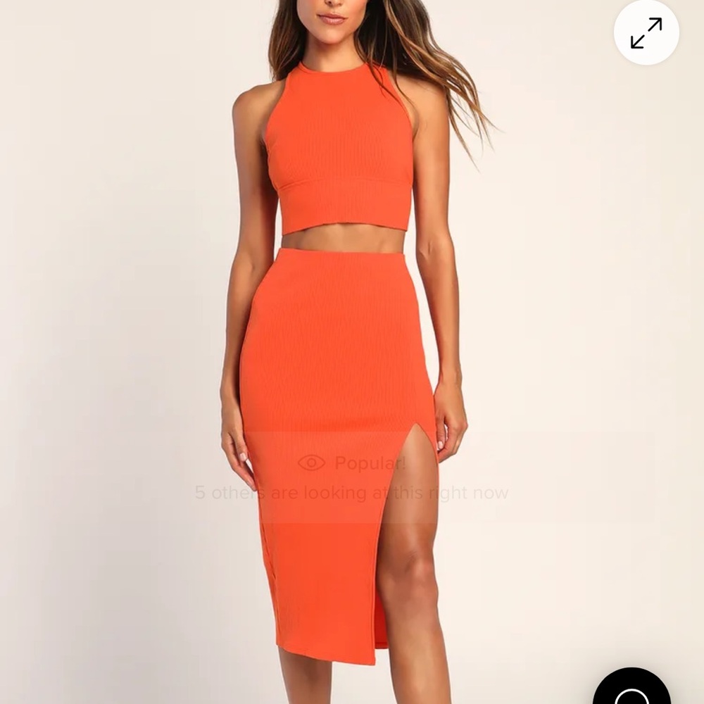 Lulus Orange Pencil Skirt/Top Set